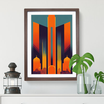 XV1022-705X Art Deco City Skyline No.2 1 Piece Single Picture Frame Wall Art