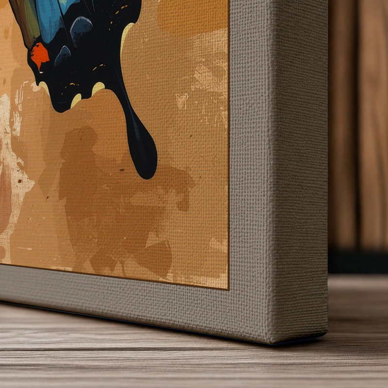 Symmetrical Butterfly Study Boho - Wrapped Canvas, 36x24 - 91.4 x 61.0 cm, Taupe Border