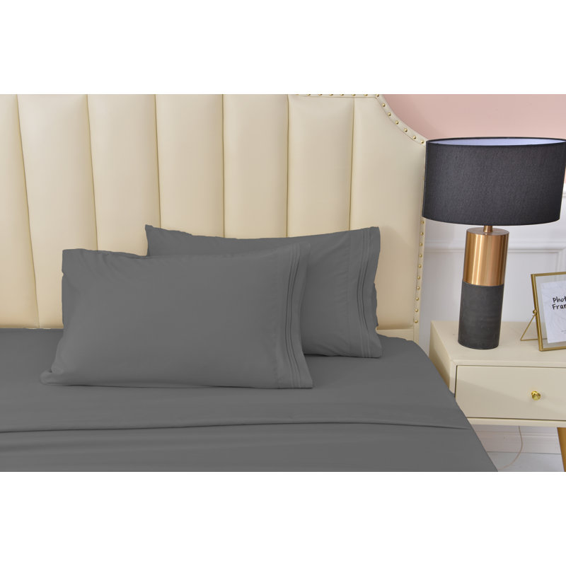 Ensemble de draps en rayonne de bambou, Simple TG, gris