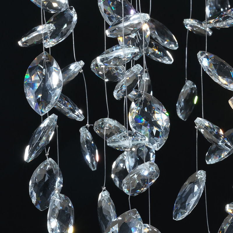 Lustre linéaire 16 branches en cristal 16 lumières à branches à intensité variable, Argent