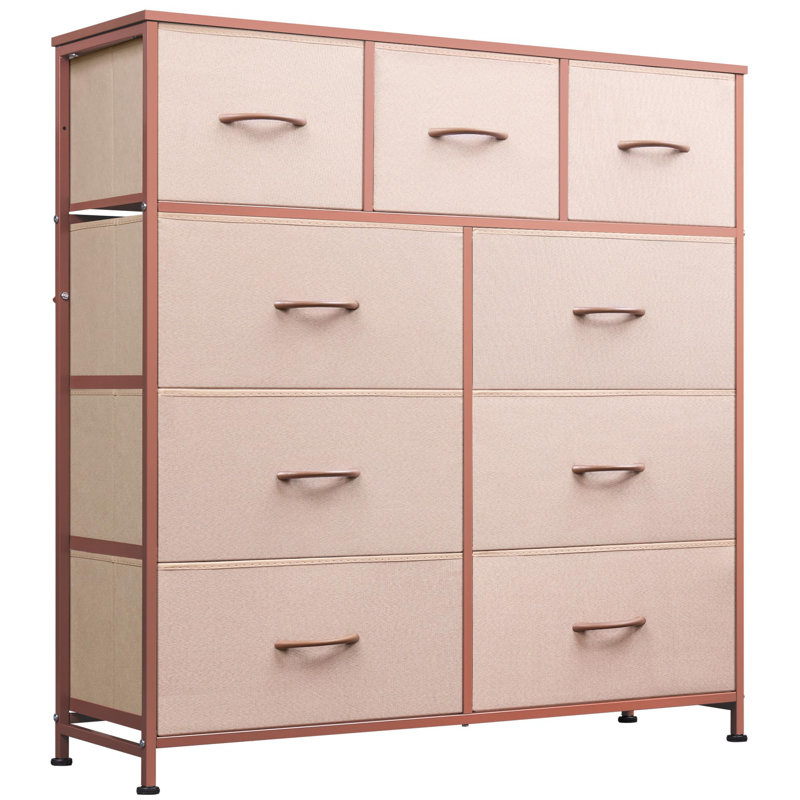 Commode 9 tiroirs pour chambre à coucher, Rose