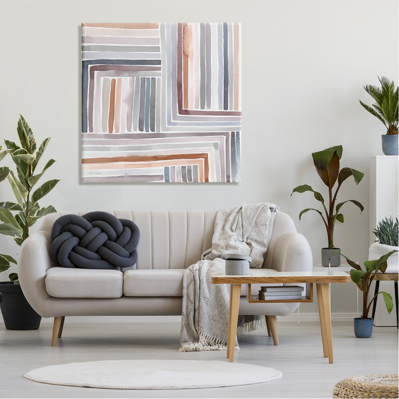 Geometric Lines Abstract 36" Square Canvas Wall Art