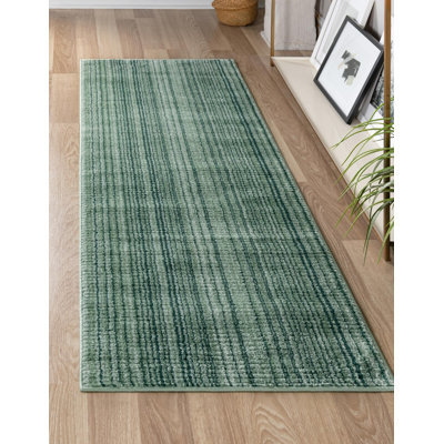 Tapis vert / gris à rayures Osteen