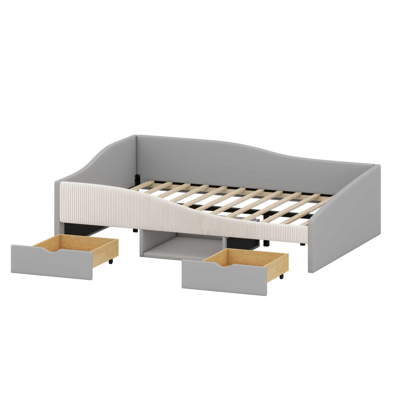 Structure de lit de jour avec tiroirs de rangement intégrés, Gris