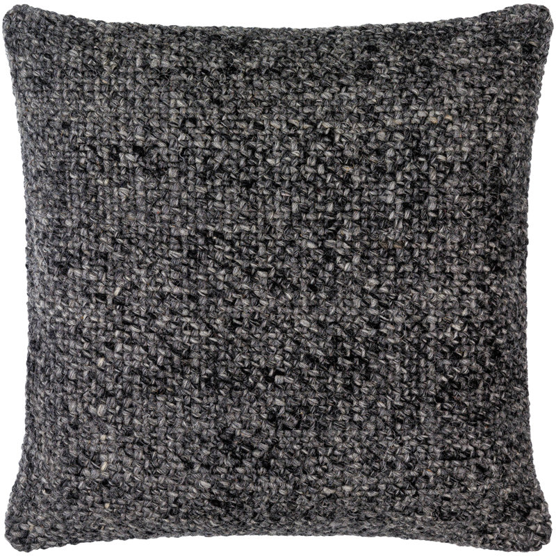 Square Wool Throw Pillow, 18"H x 18"W, Beige, Pillow Cover Only - No Insert