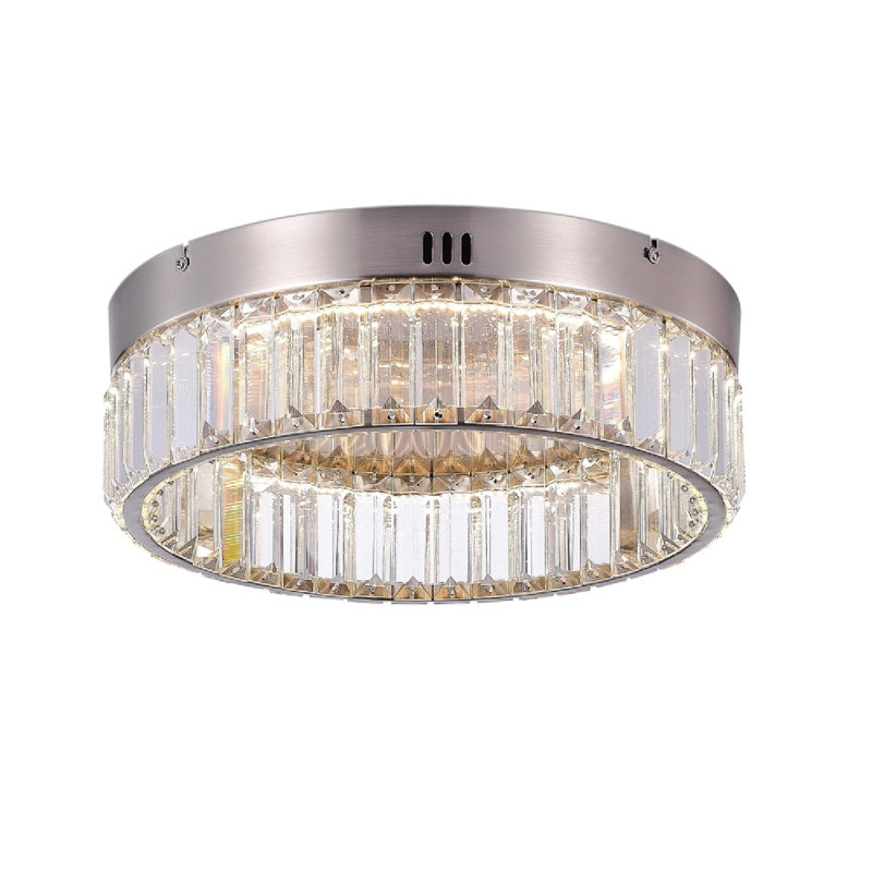 Crystal LED Flush Mount, Satin Nickel