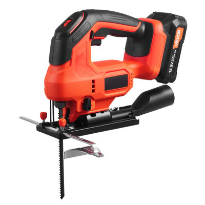 Cordless Jig Saw, 20 V, 3000 SPM Blade Speed, Cordless Jigsaw with Battery and Charger, LED Light, 6 Variable Speed, 0- 45° Bevel Cuts, with 6 pcs Blades, 4 Orbital Settings, for Wood, Metal