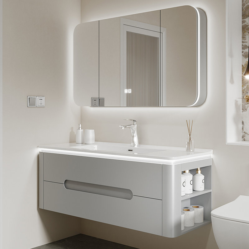Armoire de salle de bain luxueuse gris clair