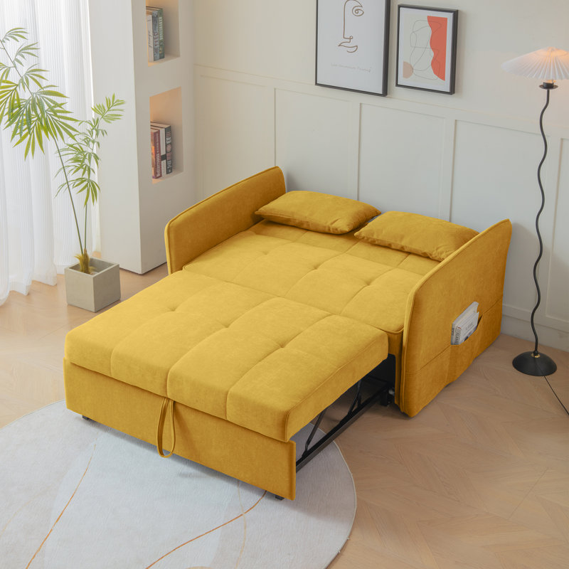 Canapé-lit inclinable 3-en-1 avec accoudoirs ajustables 53,5 po Salom, Chenille jaune