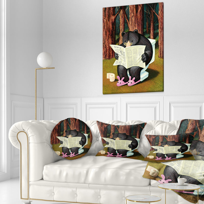 Coussin décoratif animaux "ours" dans le bois "designart"