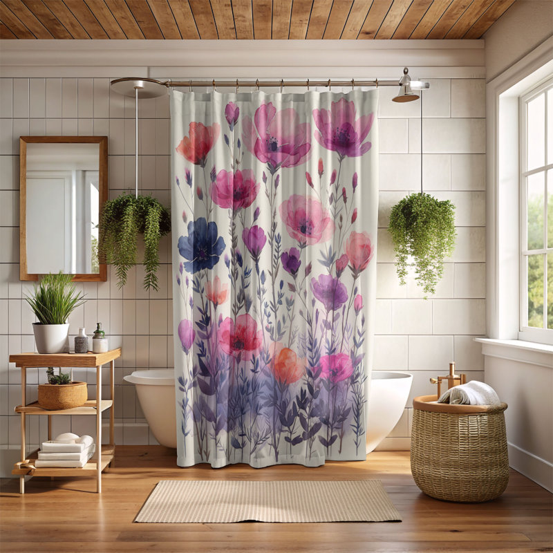 Rideau de douche standard 1 pièce Vintage Flora, H 74 po x l 71 po