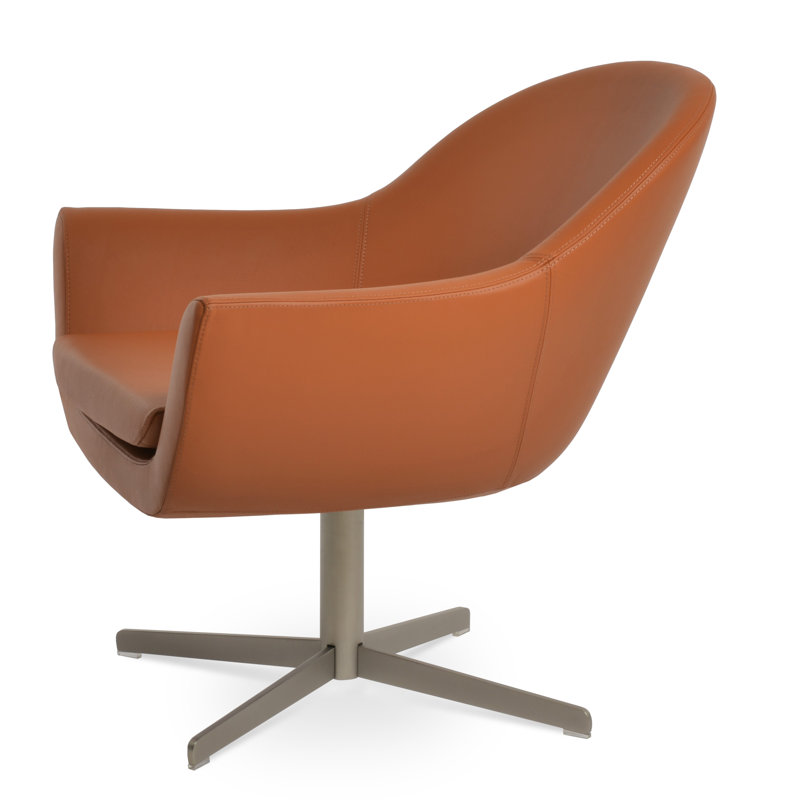 Fauteuil pivotant 4 étoiles Madison, Caramel, Cuir