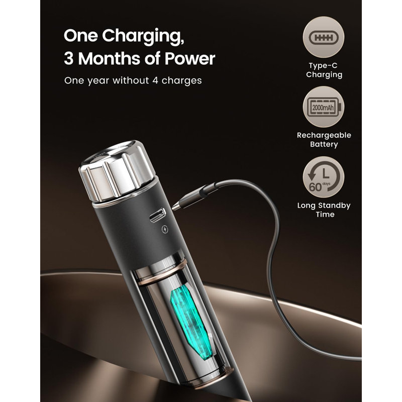 Black Aluminum Rechargeable Handheld Milk Frother with Stainless Steel Stand