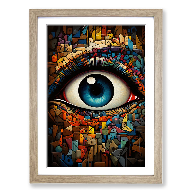Eye Eye Orphism Art - Framed Print, 34cm H x 25cm W, Oak Framed