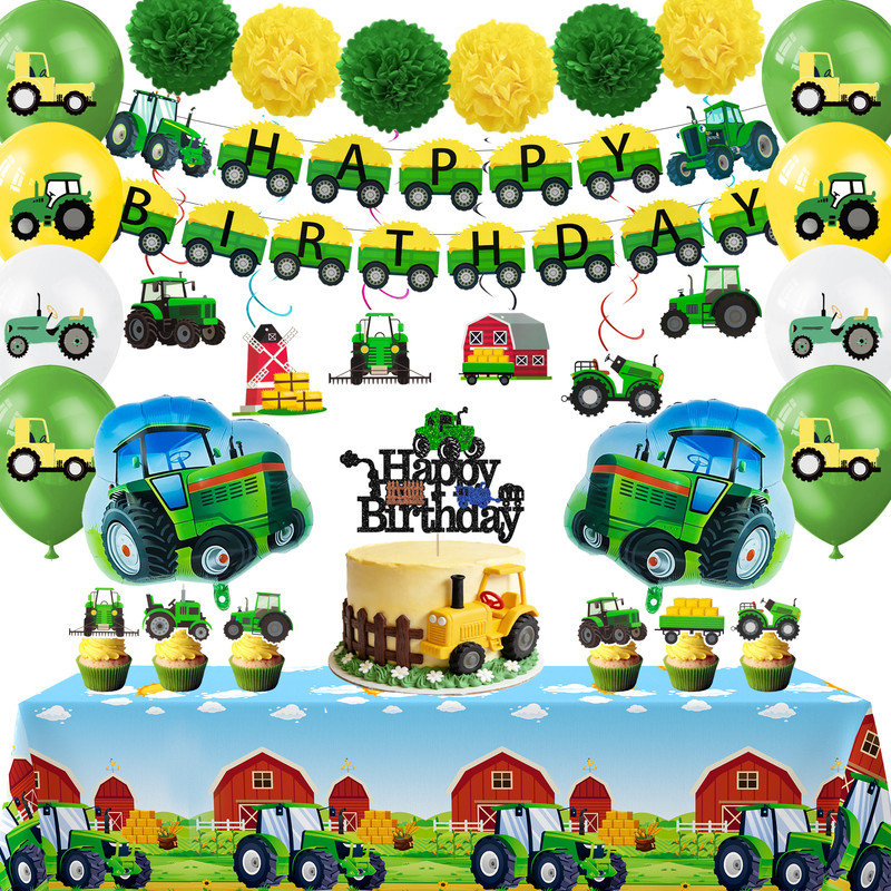 55 Pcs Tractor Birthday Party Decorations, Tractor Party Supplies
