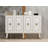 Elegant Modern Console Table, White & Gold, 47.2 x 31.5 x 11.8 inches | 100% Melamine Coated Particle Board, Thickness: 0.7 inches | Glam Geometric Design, Perfect for Living Room & Entryway, Stylish & Functional-106861048