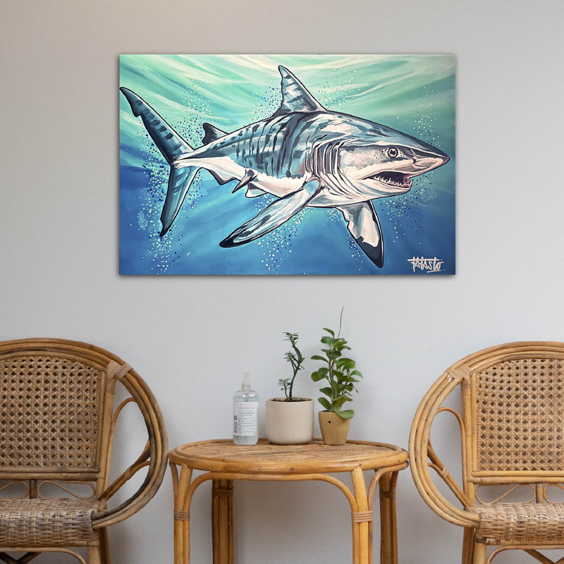 Toile tendue avec châssis «Tiger Shark» de Studio Series par Todd Laslo, H 18 po x l 26 po