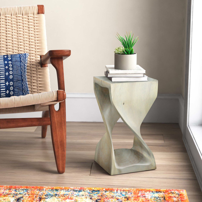 Chandi Solid Wood End Table, Gray, 18" H x 10" W x 10" D