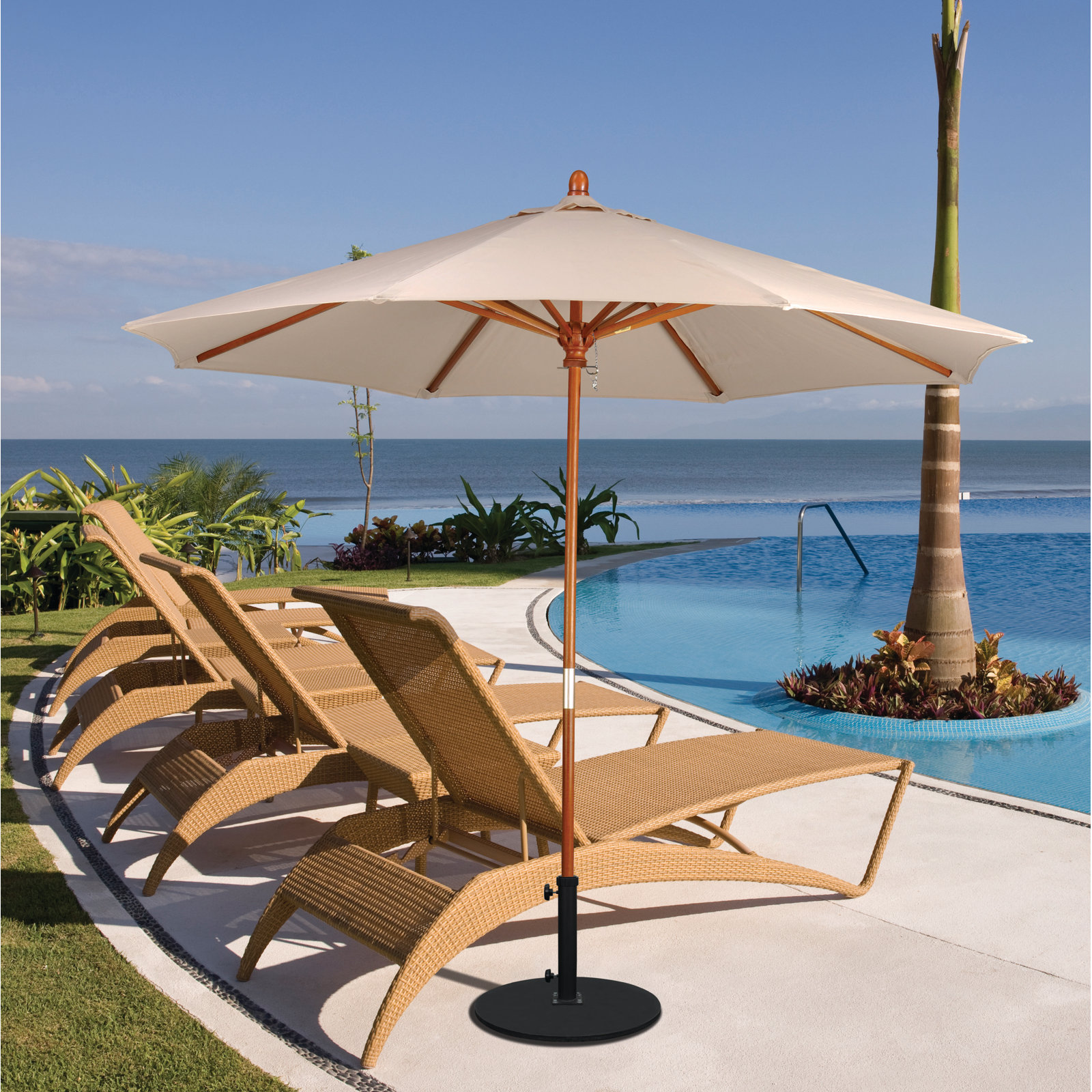 Manford 108'' Outdoor Umbrella, Antique Beige Performance