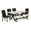 L'ensemble de salle à manger 6 pièces comprend une table de salle à manger rectangulaire avec pieds en X et 4 chaises Parson en tissu noir avec banc, noir brossé-372657616-372657623