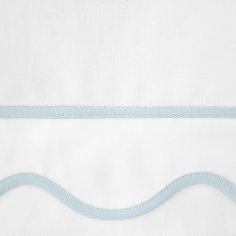Amalfi Sateen Sheet Set, White/Sion Blue, Queen Sheet Set