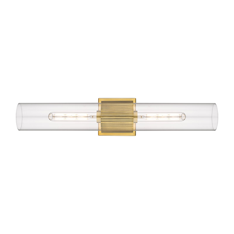 Éclairage pour meuble-lavabo mural 2 lumières 12 "Bolivar, Laiton brossé, Transparent