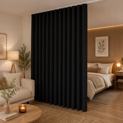 Blackout Room Divider Curtain, Hooks and Rings for Space Separation