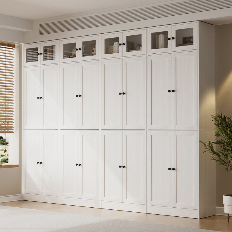 86.7'' H X 94.48'' W Book Cabinet Storage Bookcase Set, White