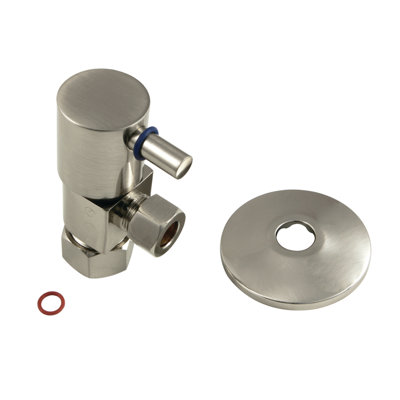 Kingston Brass CD53308DLK 5/8"O.D X 3/8" O.D Anti-Seize Deluxe Quarter Turn Ceramic Hardisc Cartridge Angle Stop With Flange, Brushed Nickel