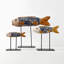 Lily's Living Wooden Carving Fish With Iron Stand, Medium, 11 Inch Tall, Blue-45772013