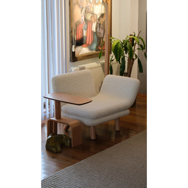 Cross One Arm, Gray Polyester Blend, Light Walnut