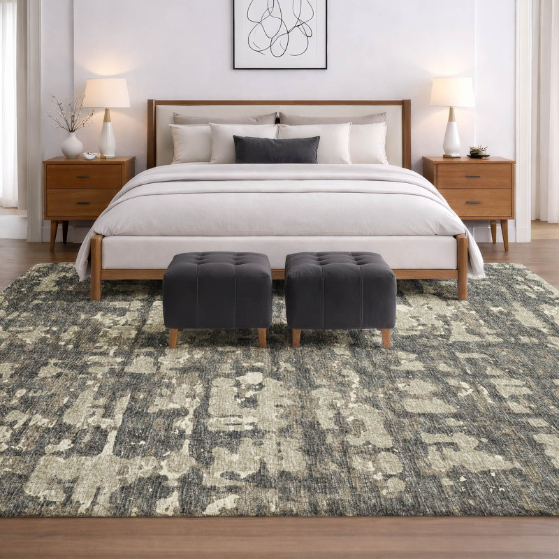 Tapis à motif écossais de qualité supérieure lavable à la machine ADS76, Terre, 9 pi x 12 pi