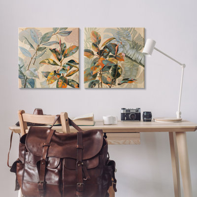 Neutral Tropical Organics 2pc Canvas Set, design by Dusza