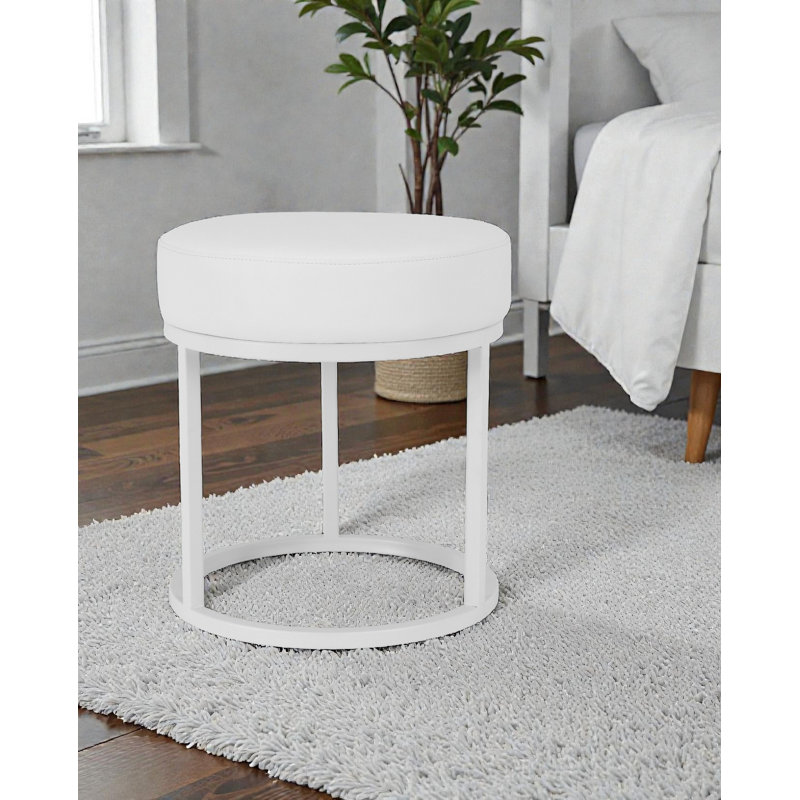 Repose-pieds avec tabouret de coiffeuse Pangea Home Stan, Simili cuir blanc