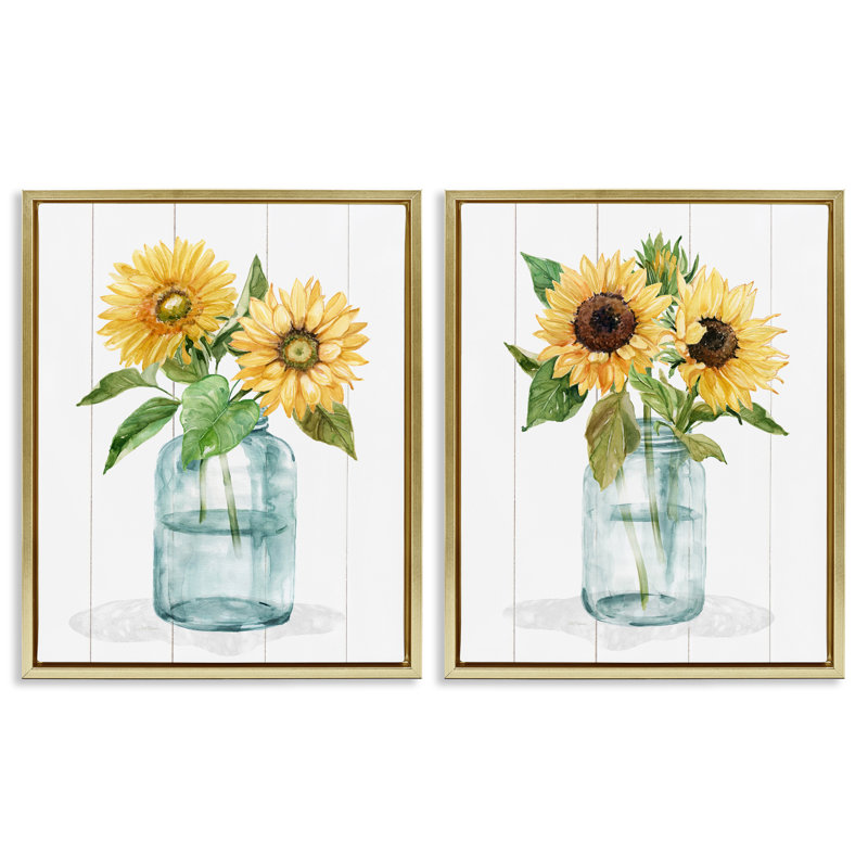 Ensemble de cadres flottants 2 pièces Sunny Day Sunflowers, design par Livi Finn, H 31 po x l 25 po
