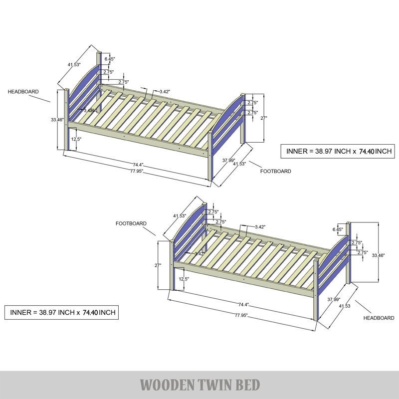 Jeananne Kids Twin Over Twin Bunk Bed, White