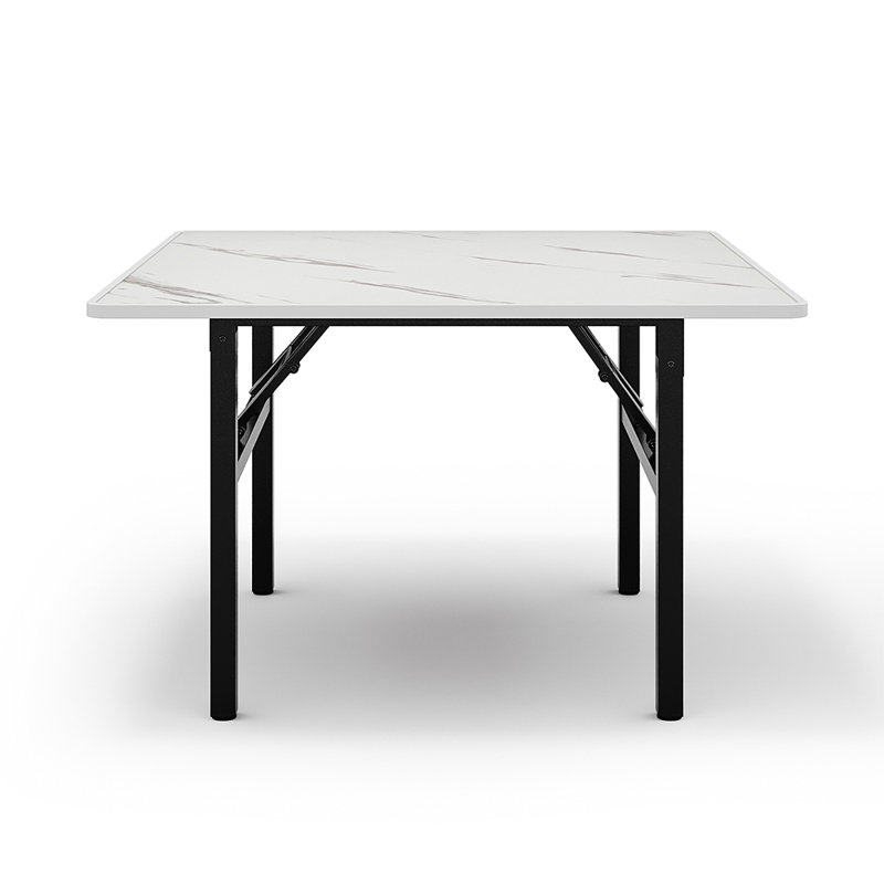 Denniston Metal Base Dining Table, 51cm H x 80cm L x 80cm W, White, Black