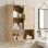 Armoire de salle de bain murale avec panneau de porte cannelé et tablette réglable, armoire à pharmacie flottante avec tablette ouverte et barre à serviettes, armoire de rangement pour salle de bain, salle de lavage et cuisine