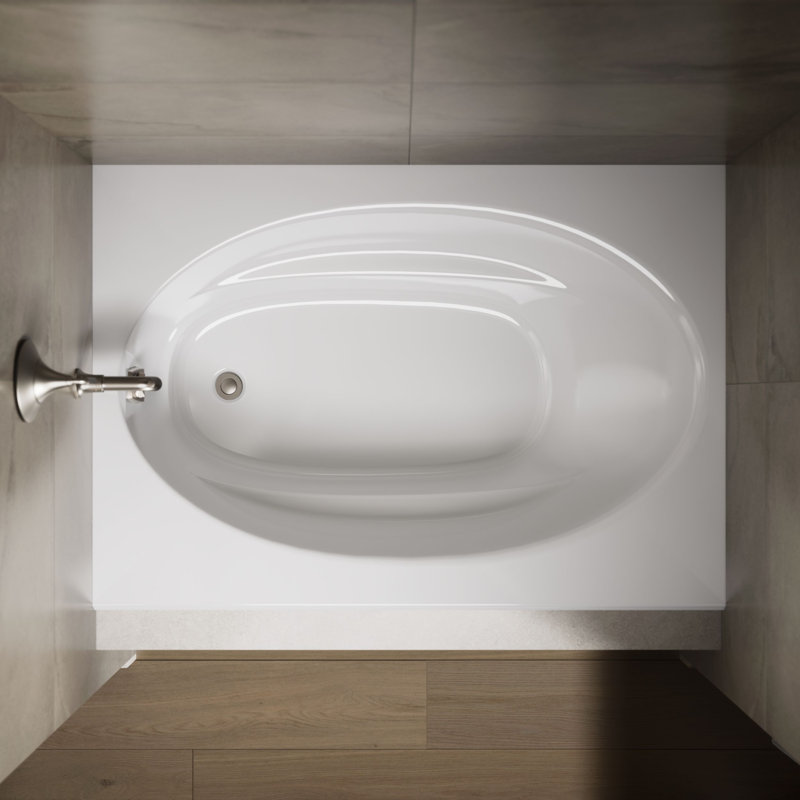60" x 42" Drop In Soaking Bathtub, White, Left