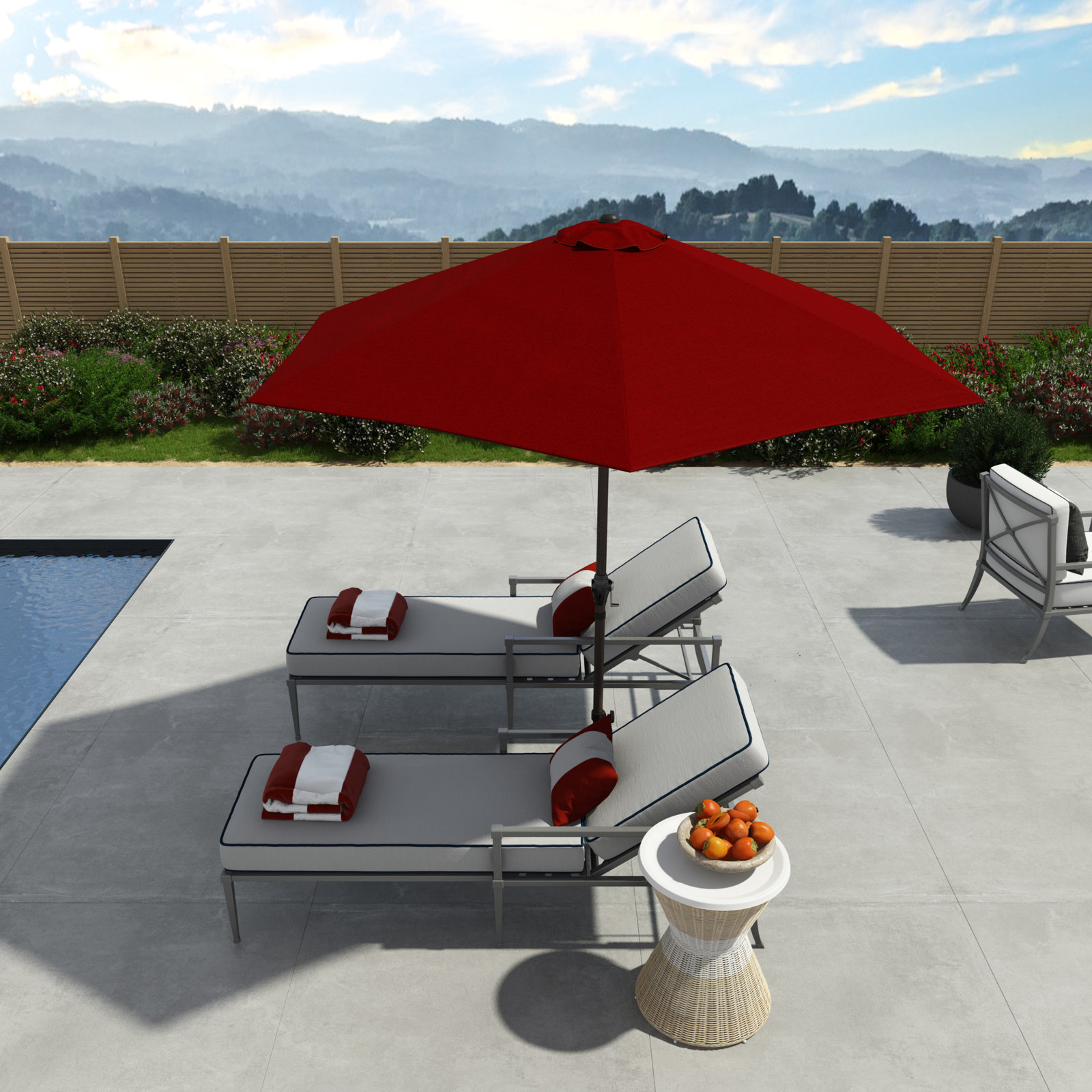 Astraea 108'' Outdoor Umbrella, Brick - Polyester