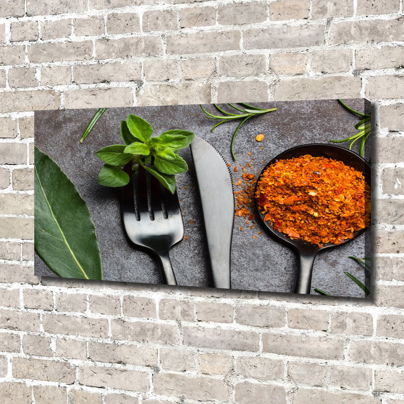 Cutlery And Spices - Wrapped Canvas Print