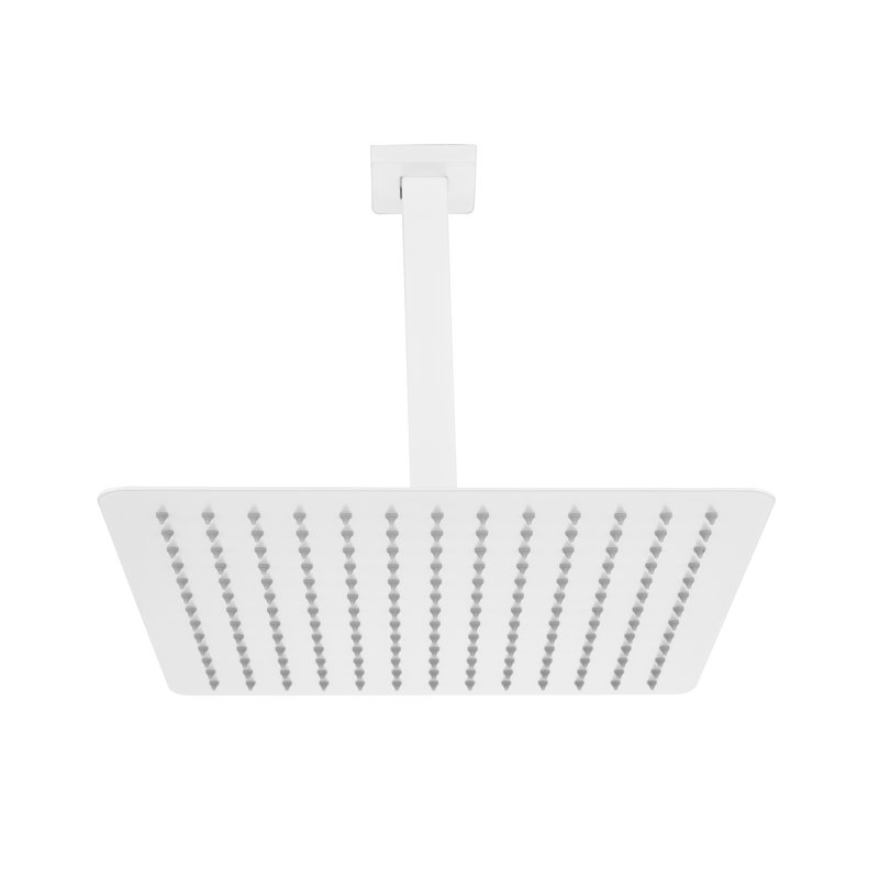Stainless Steel Water Saving Shower Head - High , Self-Cleaning, Bathroom, 12X12 In, White Bathroom With And Feature, Silver