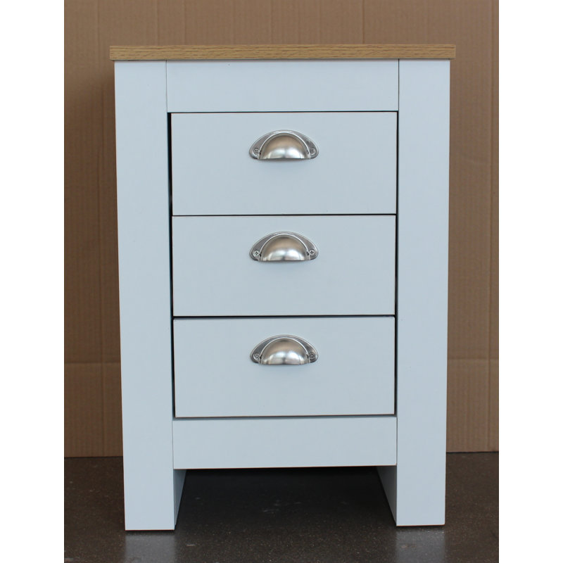 Natthan 40cm W Bedside Table, White/Oak