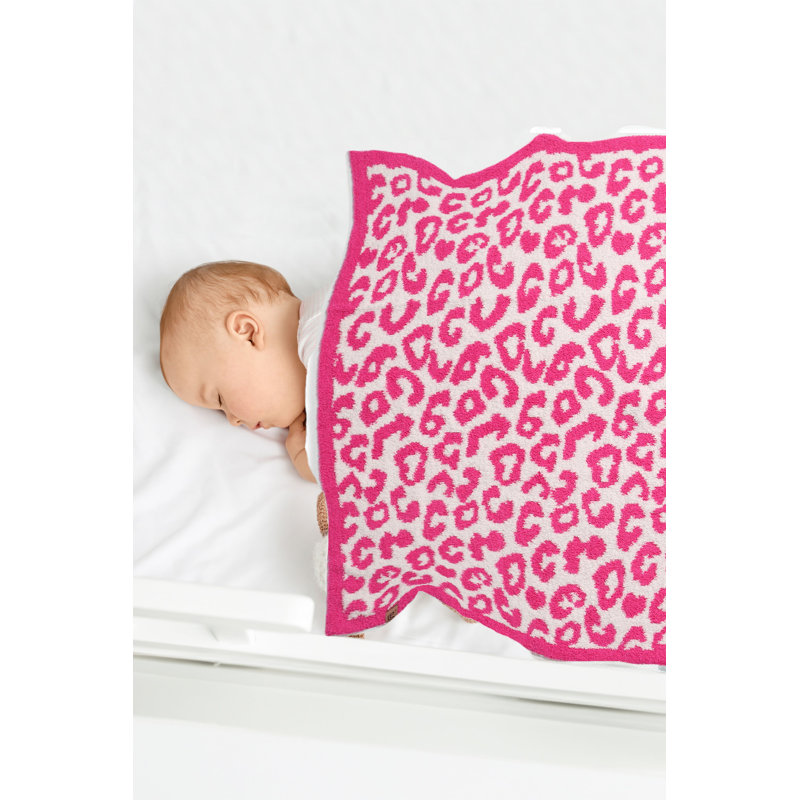 Jeté de luxe à motif léopard pour enfants , Fuchsia