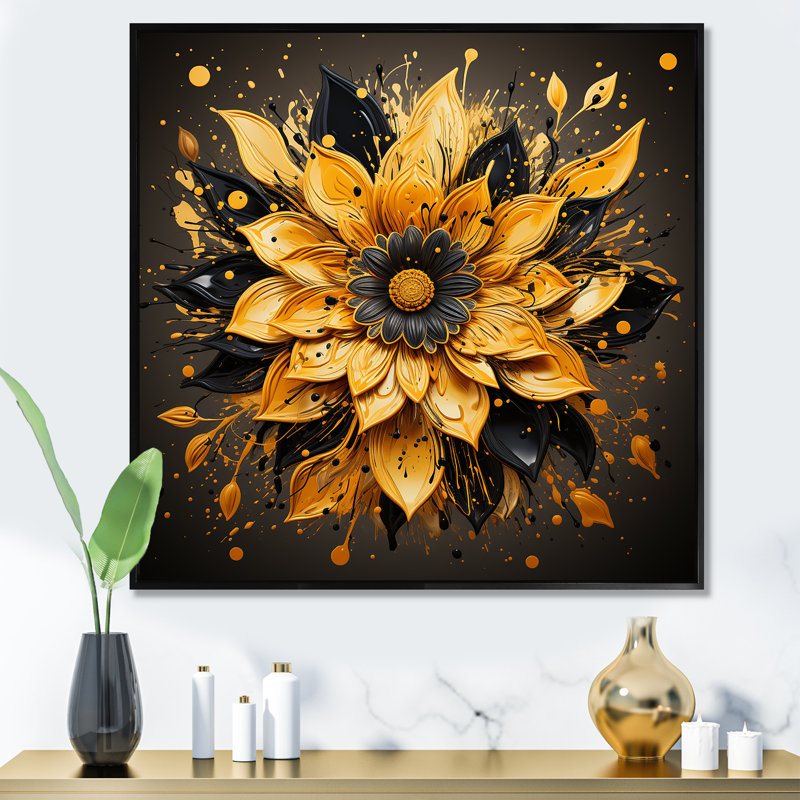 Boho mandala fleur tranquillité 3 - décoration murale boho mandala, H 16 po x l 16 po x P 1 po, Cadre flottant noir