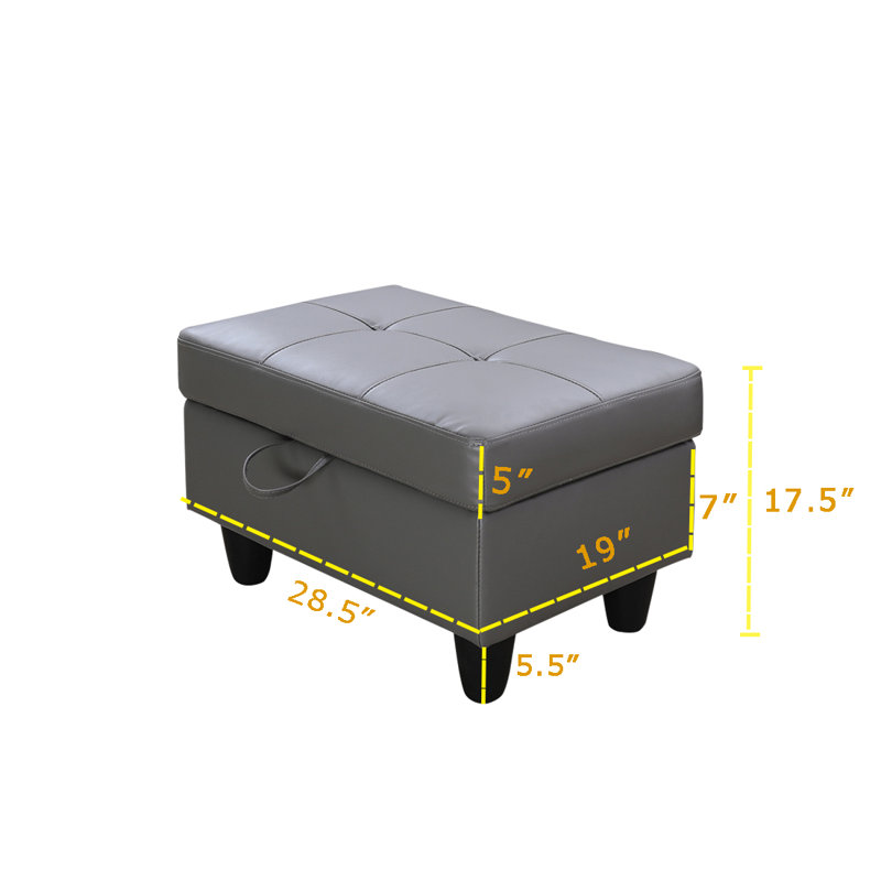 Faux Leather Upholstered Storage Bench, Dark Gray
