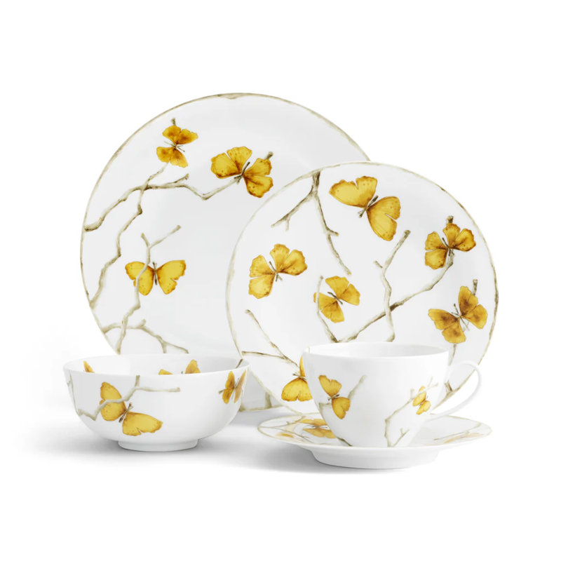 Butterfly Ginkgo Handmade Porcelain Salad/Dessert Plate