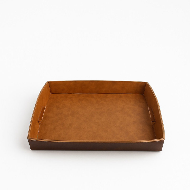 Plateau brun en cuir Ceryis
