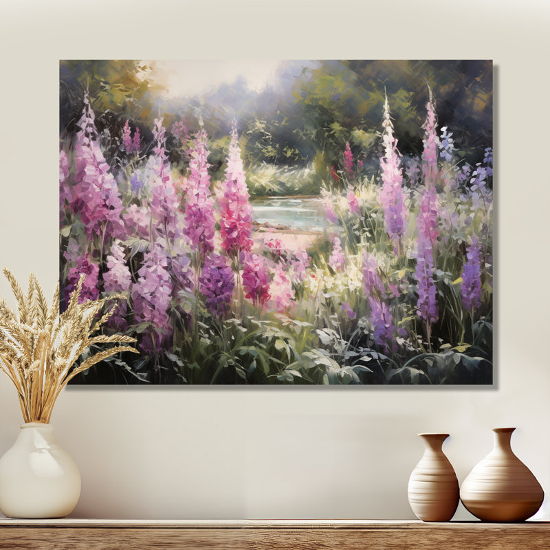 Impression d'art mural mauve, forêt de salves, fleurs sauvages, H 12 po x l 20 po x P 1 po, Toile tendue