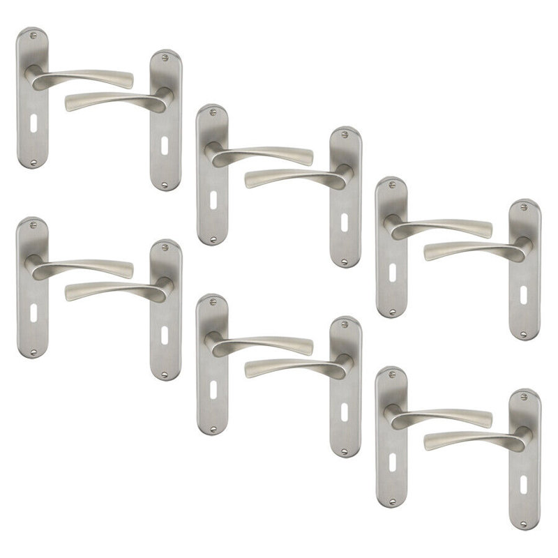 Door Handle, Keyhole Polished Nickel